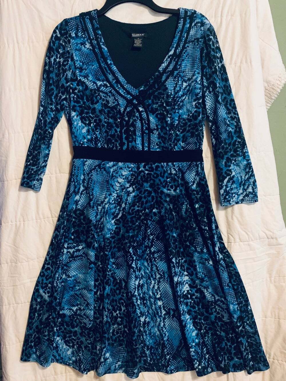 Blue Snake skin pattern Vintage 80’s style dress